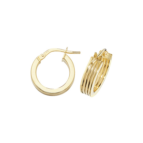 9ct Gold 3 Row Hoops