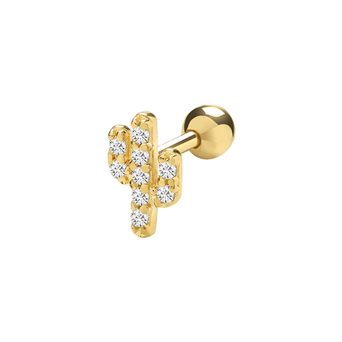 9ct Gold CZ Cactus Cartilage Stud