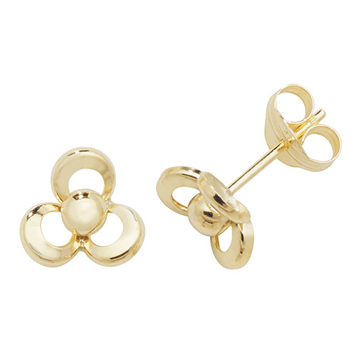 9ct Gold 3 Petal Flower Studs